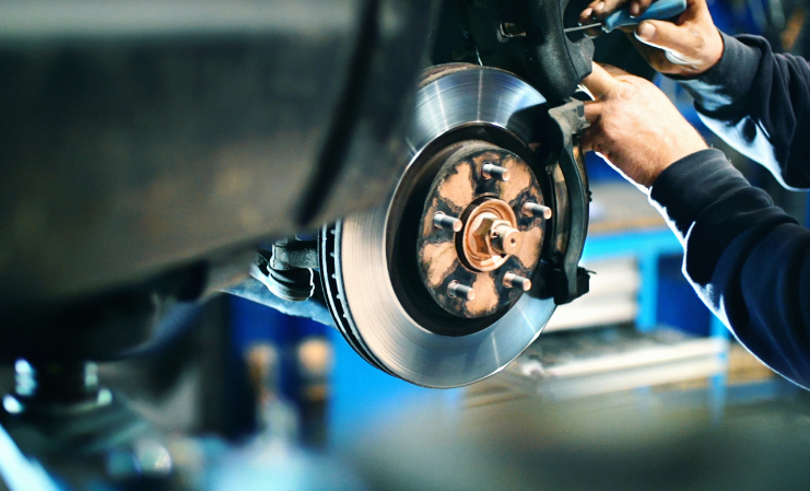 car tire being fixed